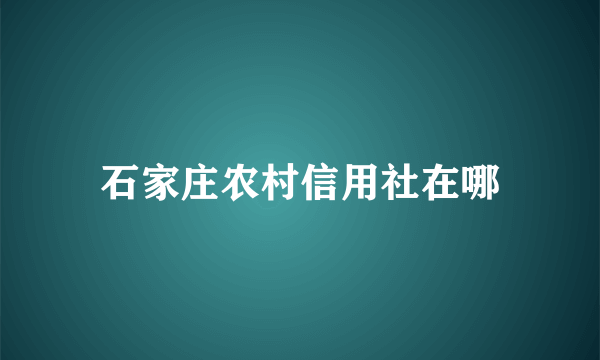 石家庄农村信用社在哪