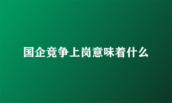 国企竞争上岗意味着什么