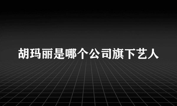 胡玛丽是哪个公司旗下艺人