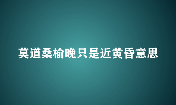 莫道桑榆晚只是近黄昏意思