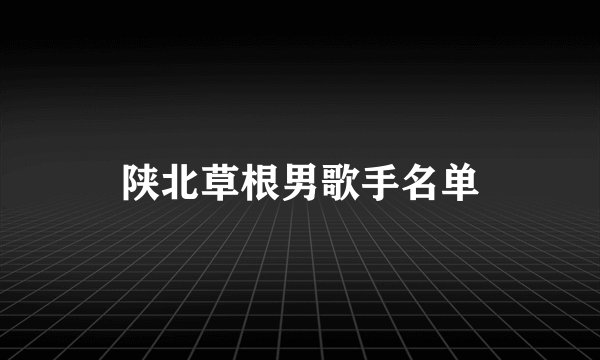 陕北草根男歌手名单