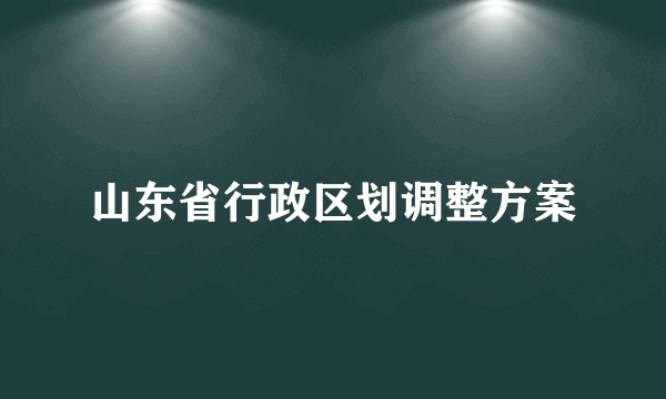 山东省行政区划调整方案