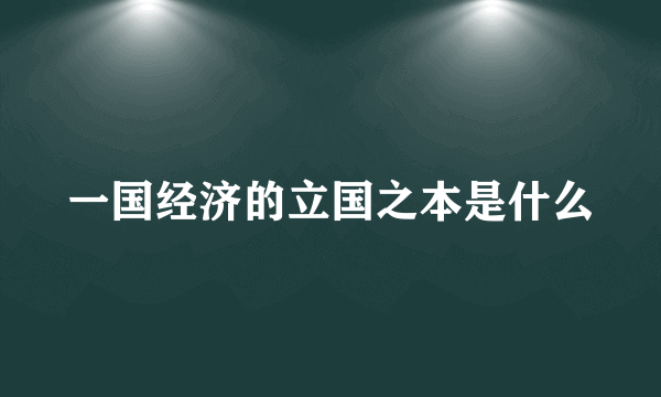 一国经济的立国之本是什么