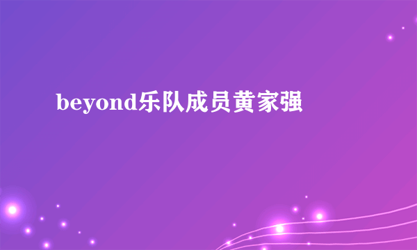 beyond乐队成员黄家强