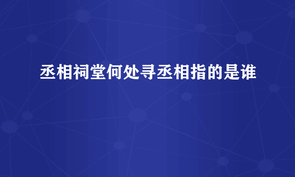 丞相祠堂何处寻丞相指的是谁