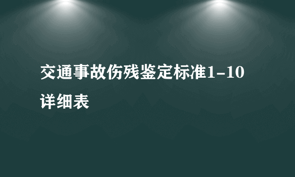 交通事故伤残鉴定标准1-10详细表