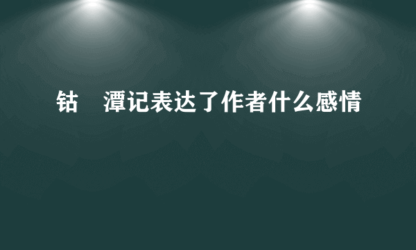 钴鉧潭记表达了作者什么感情