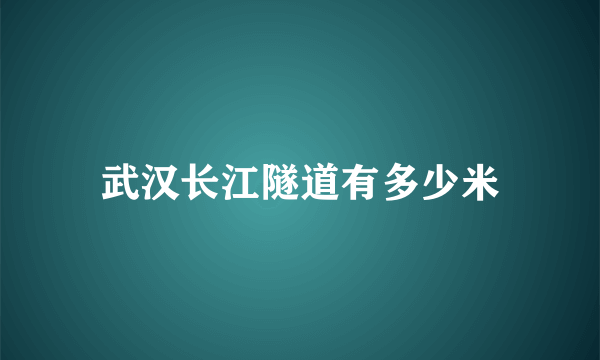 武汉长江隧道有多少米