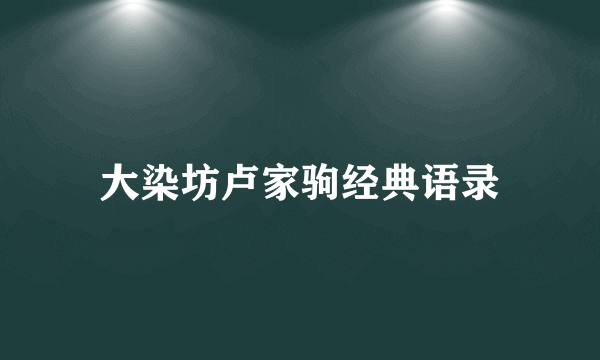 大染坊卢家驹经典语录