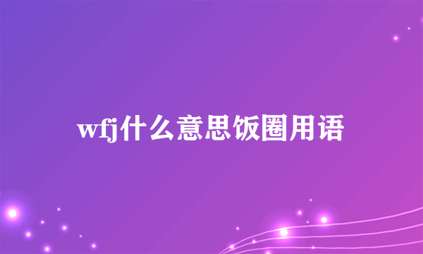 wfj什么意思饭圈用语