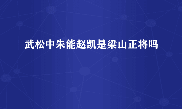 武松中朱能赵凯是梁山正将吗