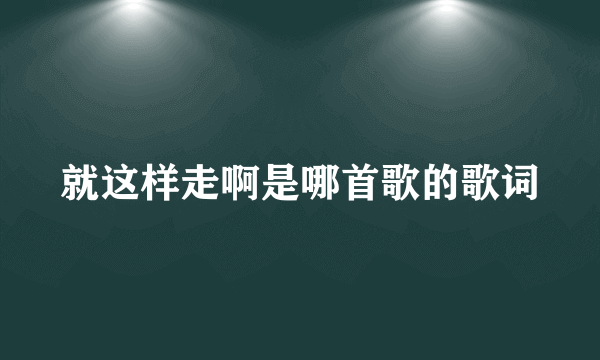 就这样走啊是哪首歌的歌词