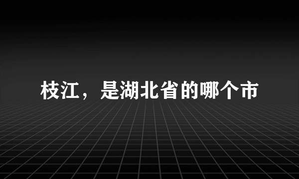 枝江，是湖北省的哪个市