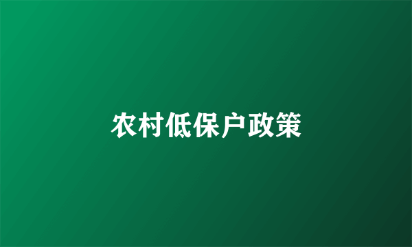 农村低保户政策