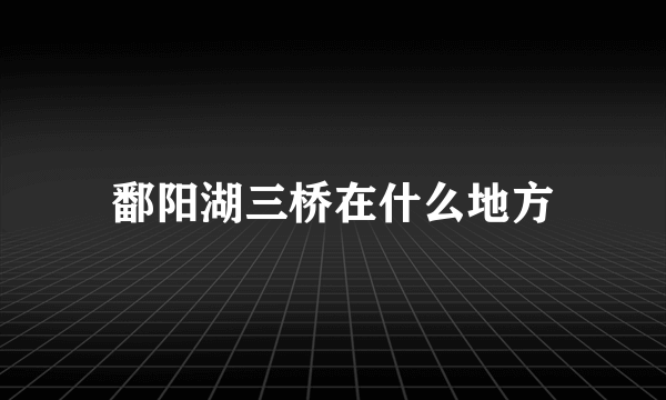 鄱阳湖三桥在什么地方