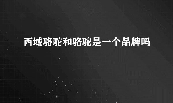 西域骆驼和骆驼是一个品牌吗