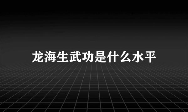 龙海生武功是什么水平