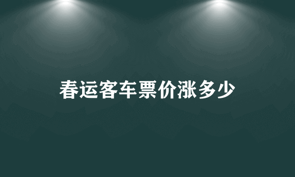 春运客车票价涨多少