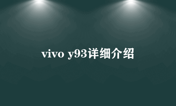 vivo y93详细介绍