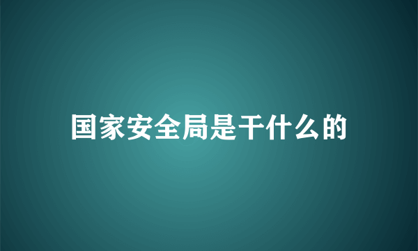 国家安全局是干什么的