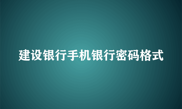 建设银行手机银行密码格式