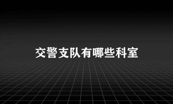 交警支队有哪些科室