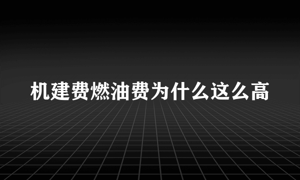 机建费燃油费为什么这么高