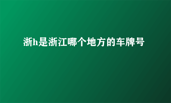 浙h是浙江哪个地方的车牌号