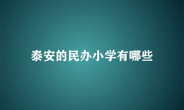 泰安的民办小学有哪些