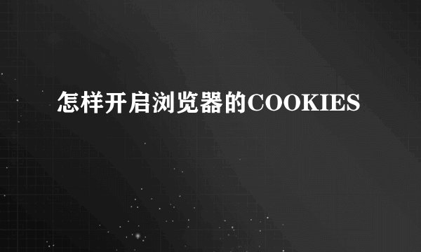 怎样开启浏览器的COOKIES