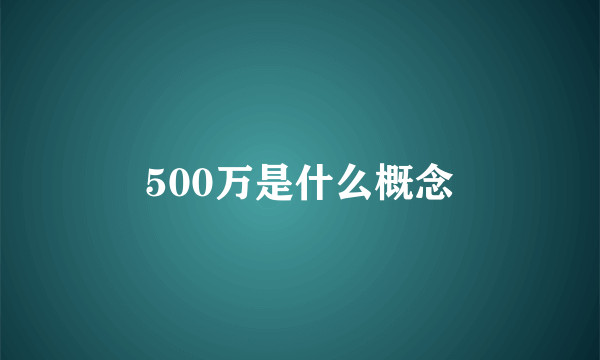 500万是什么概念