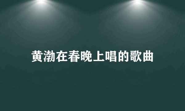 黄渤在春晚上唱的歌曲