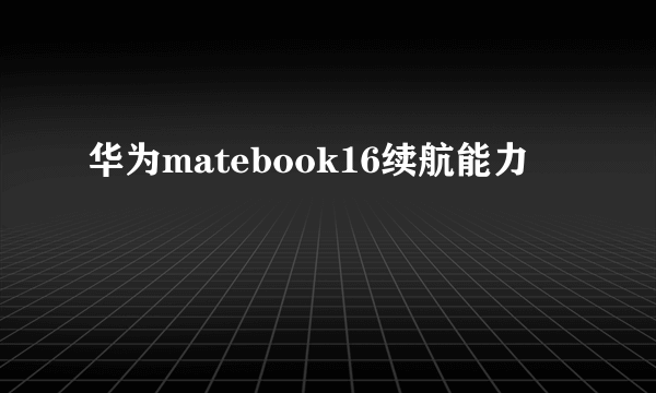 华为matebook16续航能力