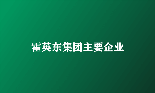 霍英东集团主要企业