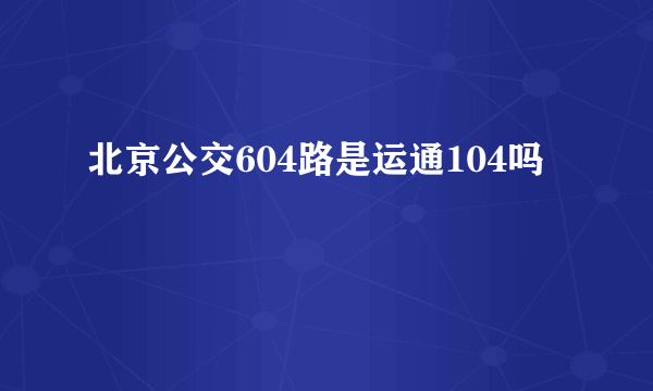 北京公交604路是运通104吗