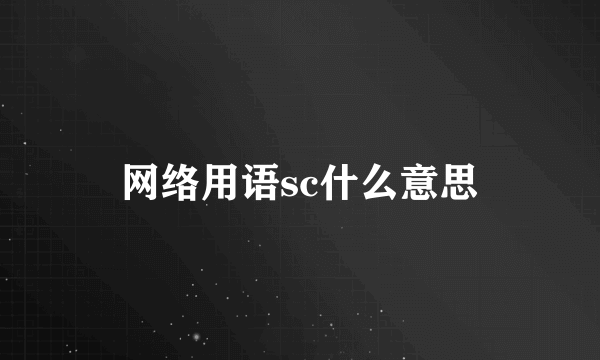 网络用语sc什么意思