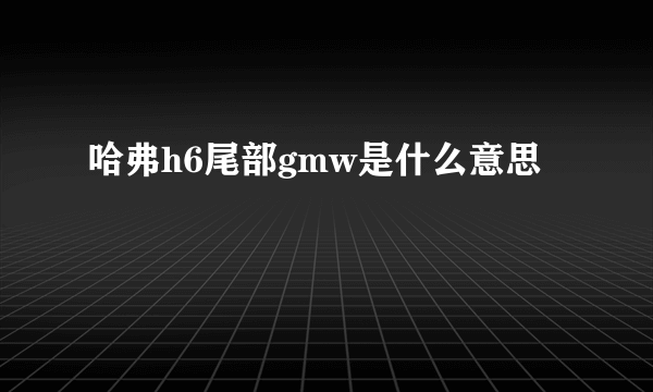 哈弗h6尾部gmw是什么意思