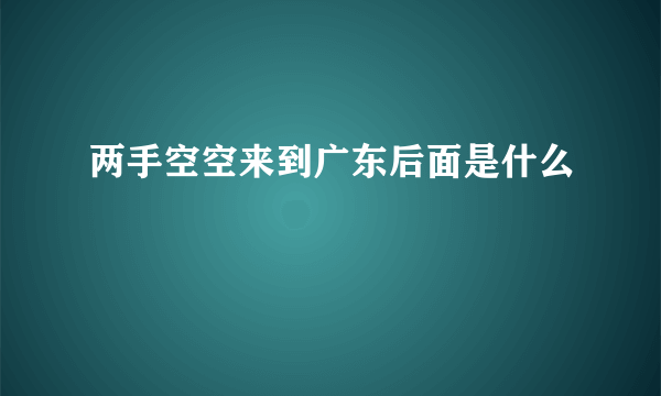 两手空空来到广东后面是什么