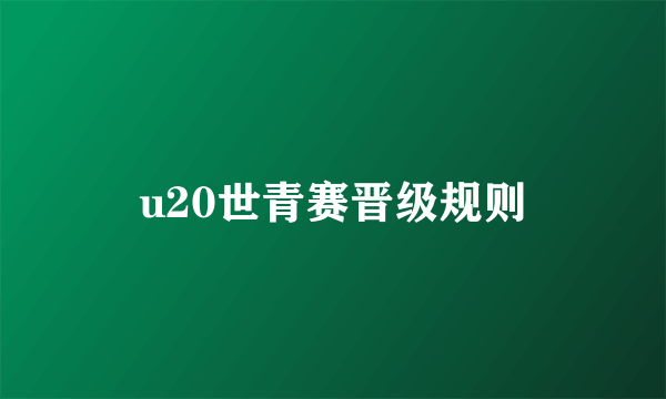 u20世青赛晋级规则