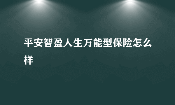 平安智盈人生万能型保险怎么样