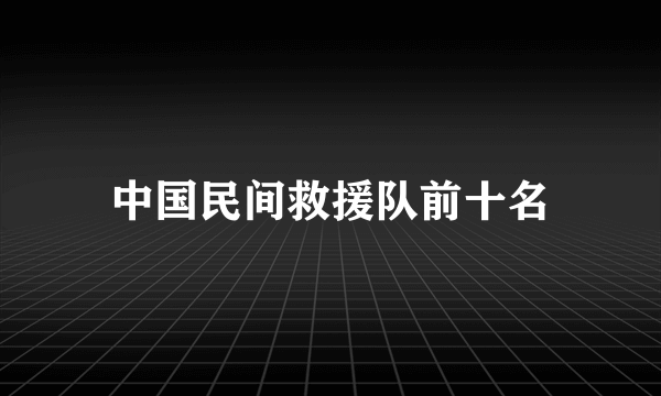 中国民间救援队前十名