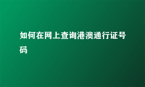 如何在网上查询港澳通行证号码