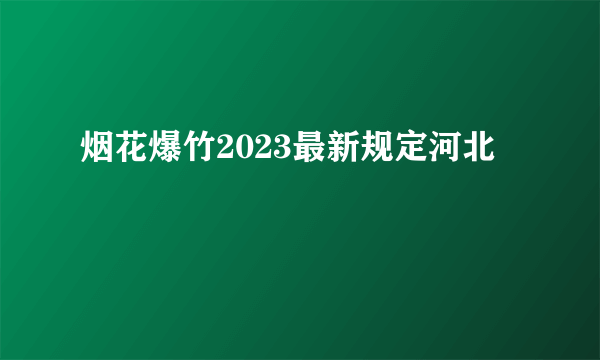 烟花爆竹2023最新规定河北