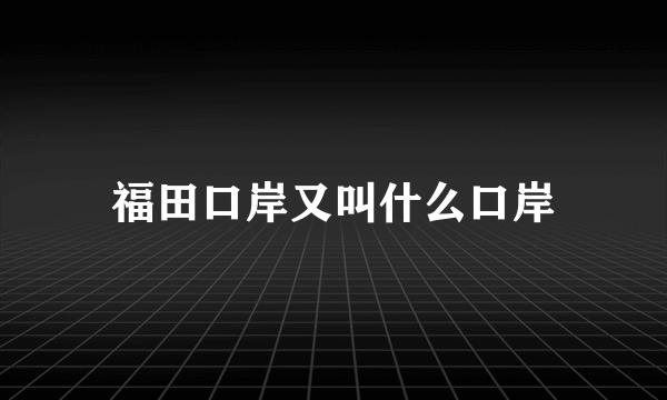 福田口岸又叫什么口岸