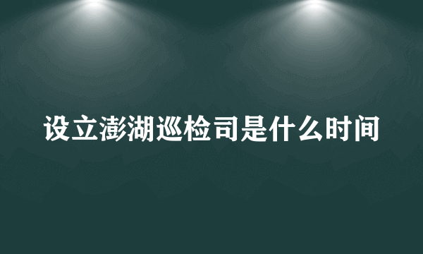 设立澎湖巡检司是什么时间