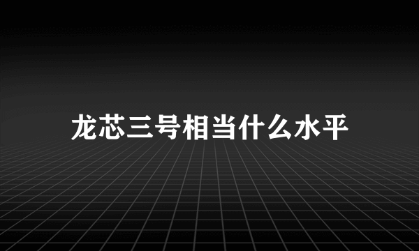 龙芯三号相当什么水平