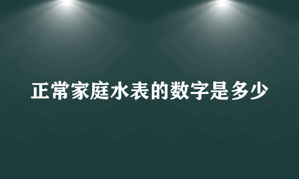 正常家庭水表的数字是多少