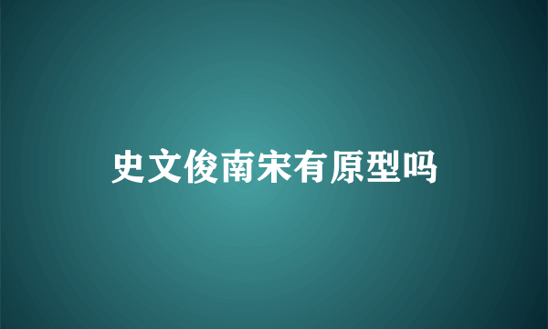 史文俊南宋有原型吗