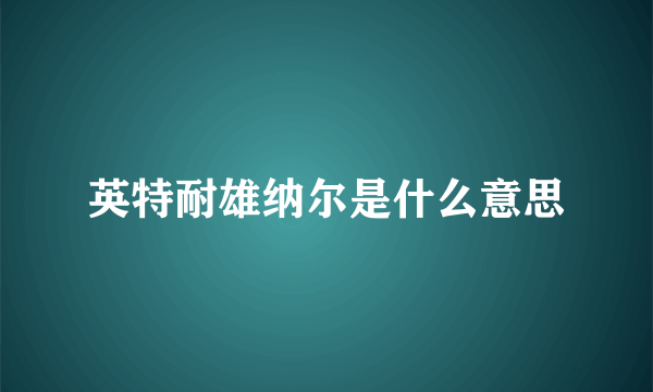 英特耐雄纳尔是什么意思