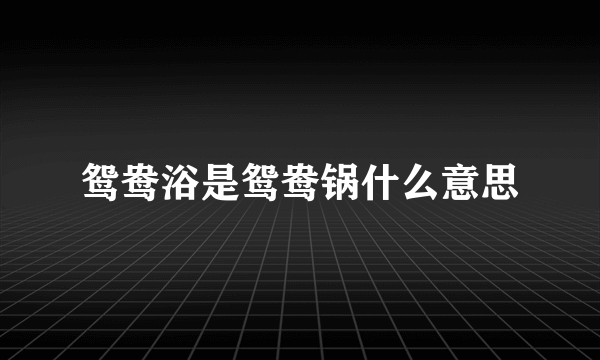 鸳鸯浴是鸳鸯锅什么意思